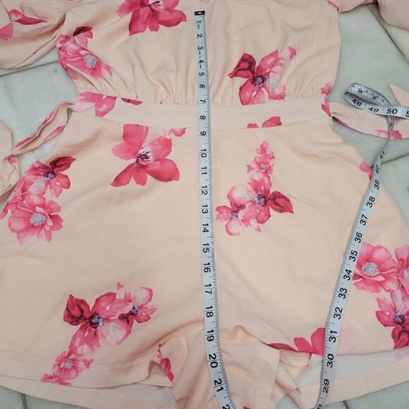 October Love Pink Floral Ladies Cold Shoulder Summer Shorts Romper Jumpsuit - Picture 11 of 11